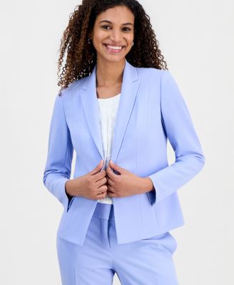 Women's Stretch Crepe One-Button Panel Seamed Jacket, Burnout Floral Sleeveless Top & Ava Straight Leg Pant