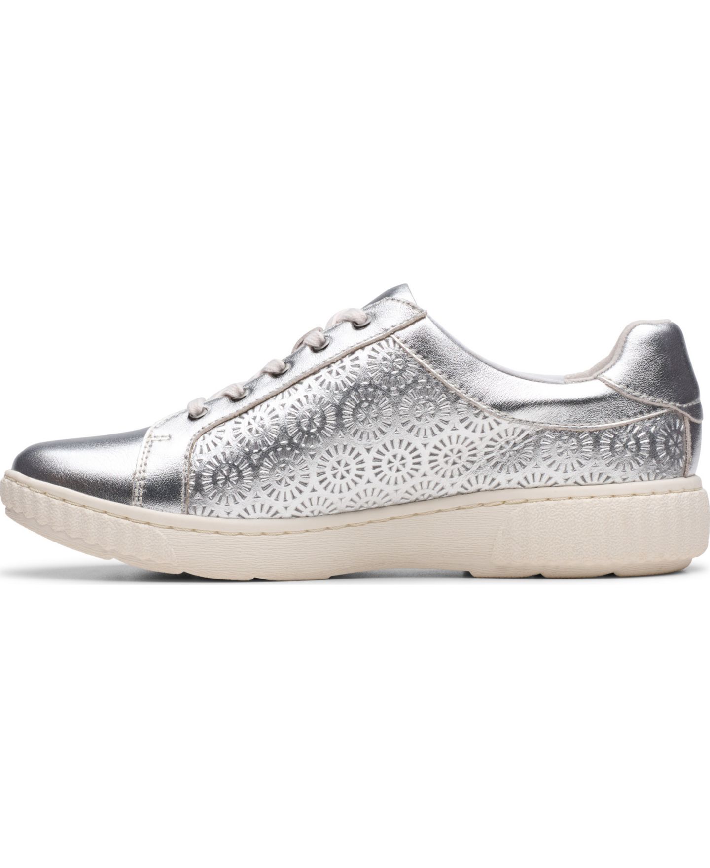 Женские кроссовки Clarks Caroline Rio Lace-Up, цвет: Серебряный кожаный — фото 6