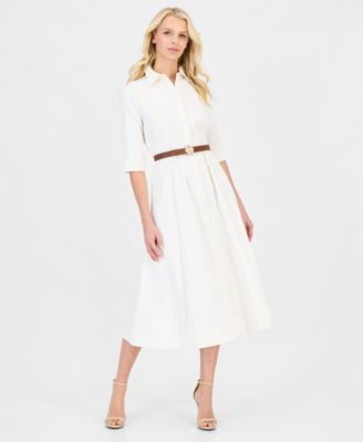 Women's 3/4-Sleeve Midi Shirtdress