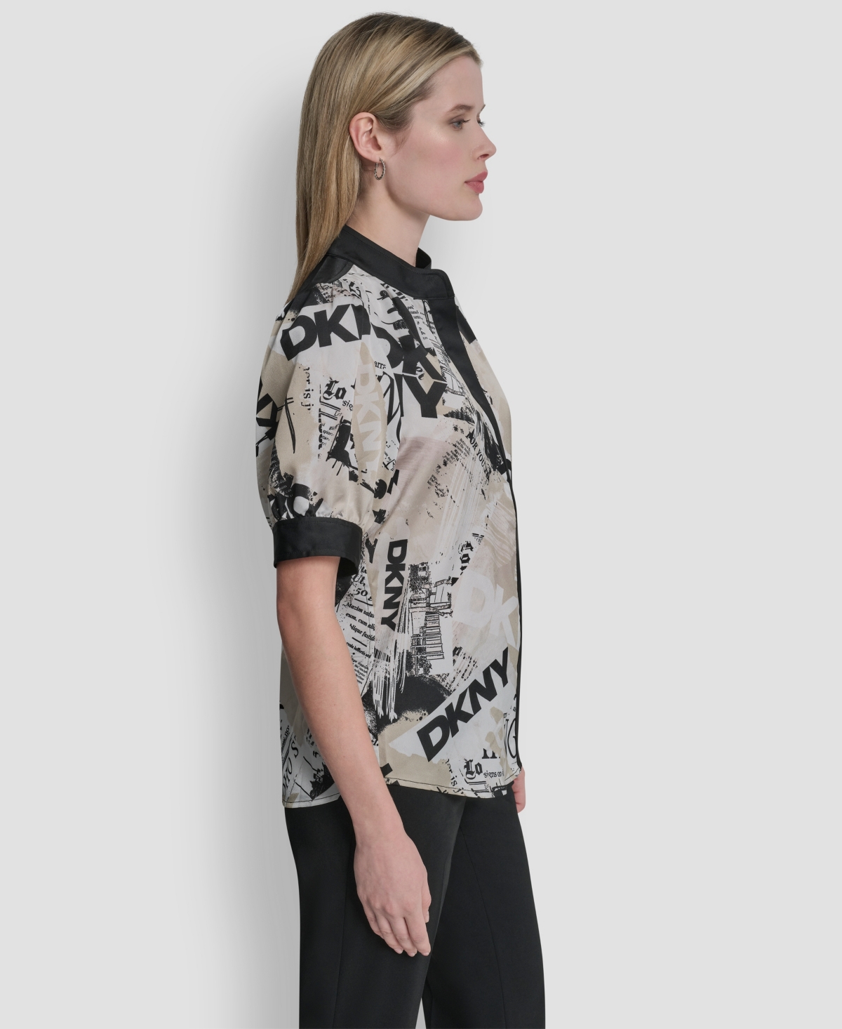 Dkny Women's Newspaper-Print Woven Blouse