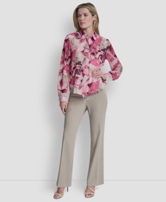 Women's Collared Long-Sleeve Ruffle Detail Shirt