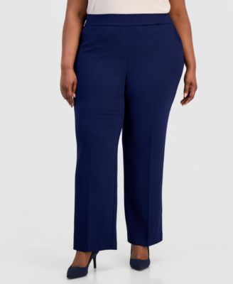 Plus Size Straight-Leg Pull-On Pants