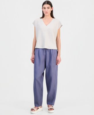 Women's Cotton Jacquard V-Neck Top