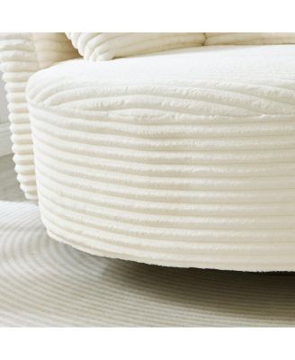 Swivel Corduroy Accent Barrel Chair with 5 Pillows & Phone Holder, Black