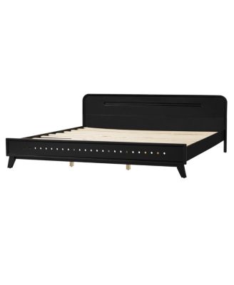 Solid King Size Wood Bed Frame with Elegant Headboard