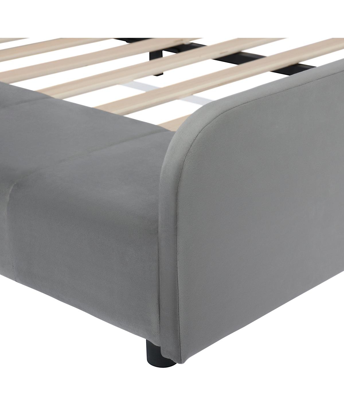 Streamdale Furniture Streamdale Full Size Upholstered Grounded Bed with Bedside Desk & Stool, Gray