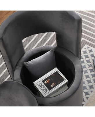 360° Swivel Velvet Accent Chair with Storage & Gold Base