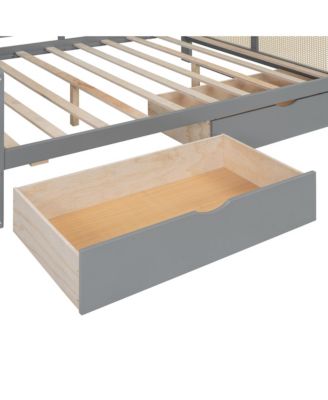  Full Size Wooden Daybed With 2 Drawers, and All-in-One Cabinet and Shelf, Gray