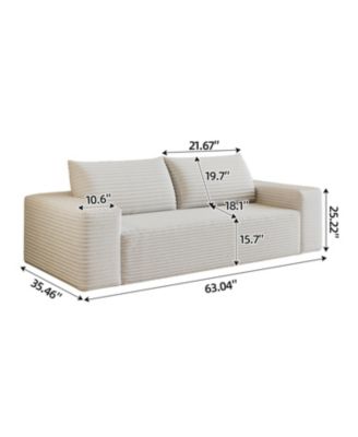 63" Corduroy Deep Seat Sofa - White