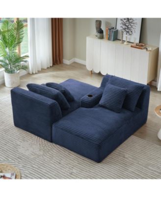 Compressible Double Chaise Lounge Sleeper Loveseat