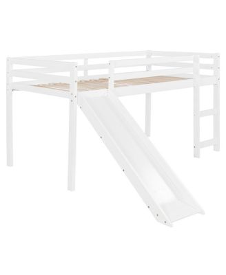 Loft Bed with Slide, Multifunctional Design, Twin (White)