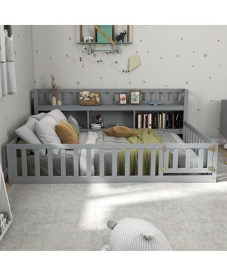 Wooden House Floor Bed Frame for Kids - Safe & Creative Play Space