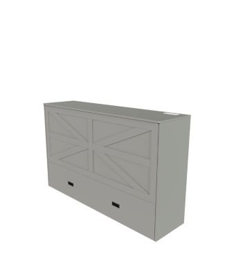 57" Murphy Bed with Storage, Charging Cabinet, Foldable Panels, Swivel Wheels, Gray