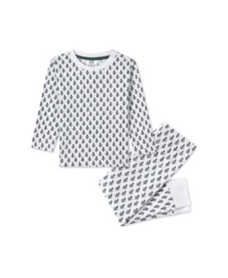 Little Boys Organic Cotton 2PC Pajama Set, Fort (Blue & White)