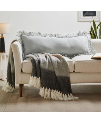 Linen Sheer Ruffle Decorative Throw Pillow Covers, Set of 2