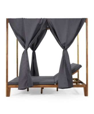 Kenzie Outdoor Daybed With Adjustable Lounges And Curtains