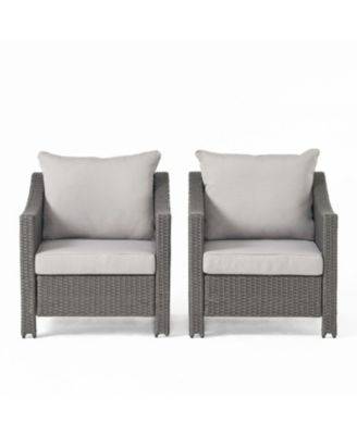 Wicker Club Chairs with Water-Resistant Cushions (Set of 2)
