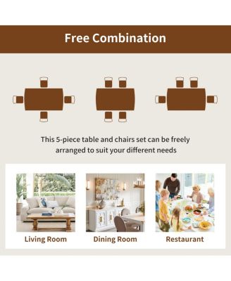 Mid Century Modern Solid Wood Dining Table for 4 - Minimalist Rectangular Design