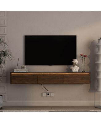 TV Stand with LED Lights & Power Outlet
