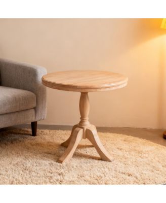 Streamdale 23.6" Round Wooden End Table, 2 Heights Available, Natural