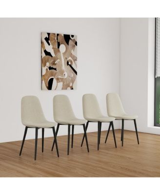 55" MDF Wood Dining Table & 4 Modern Linen Chairs Set