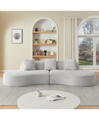 Contemporary Corduroy Curved Sectional Sofa with Scatter Cushions - No Assembly Required