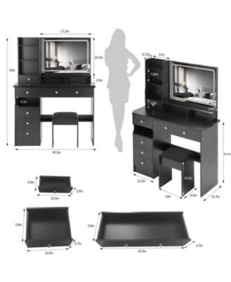 41" LED Mirror Vanity Table & Stool