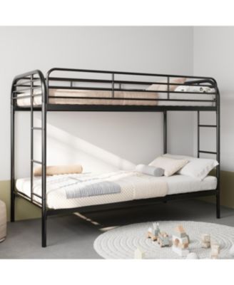 Metal Twin Over Twin Bunk Bed with 2 Ladders, Black