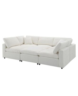  130" Modular Cloud Sofa Bed, 6-Seat Chenille Sectional Couch with Ottoman & Ottoman