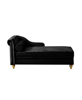  Modern Upholstery Chaise Lounge Chair with Storage Velvet (Black