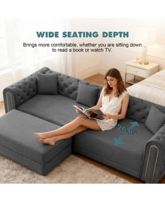 90.6" 3-in-1 Convertible Sleeper Sofa with Ottoman