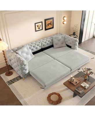 3-in-1 Convertible Sleeper Sofa, 28.4" Deep Seat Pull Out Sofa Bed
