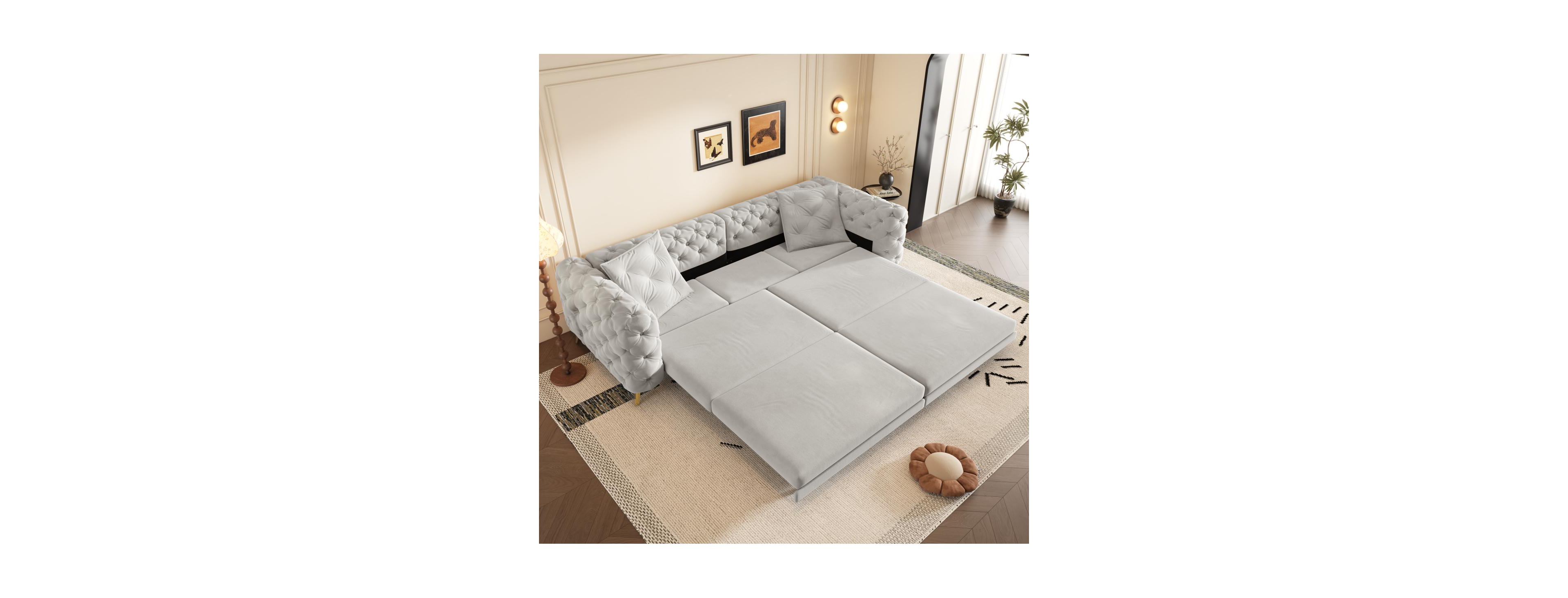 Streamdale Furniture 3-in-1 Convertible Sleeper Sofa, 28.4" Deep Seat Pull Out Sofa Bed