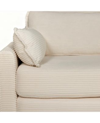  2-in-1 Convertible Corduroy Sofa Bed, 2-Seater Loveseat Sleeper with Storage