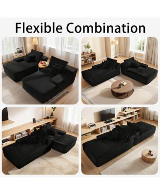  81" Cloud Sectional Couch, L-Shape Chaise with Deep Seat, Black