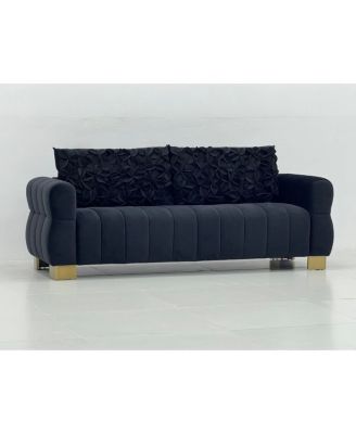Luxurious Velvet Sofa with Golden Metal Legs