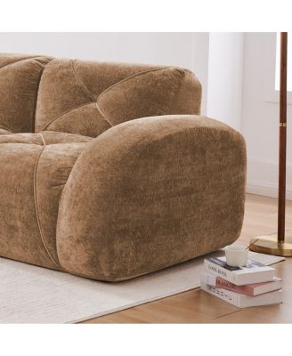  U-shaped Boneless Sofa, Soft Velvet, Tufted, High Density Sponge