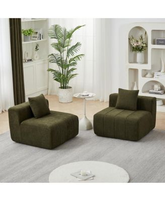  Chenille Sectional Sofa with 2 Pillows, Symmetrical Modular for Living Room