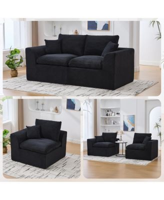  Modular Sectional Sofa Cloud Couch, Comfy Modern 2 Seater with Removable Cushion Covers