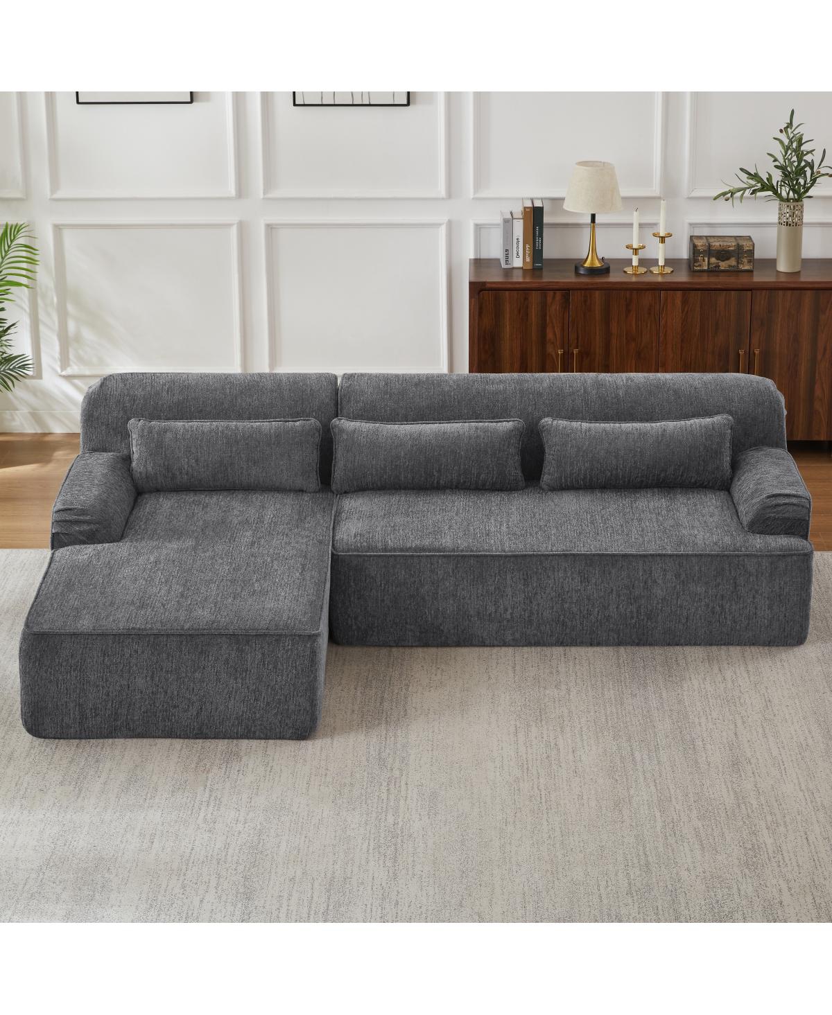 Streamdale Furniture Chenille L-Shape Luxury Sectional Oversized Sofa, Minimalist Design