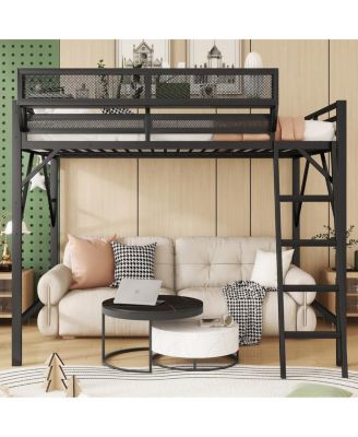 Loft Bed with Ladder and Storage Shelves