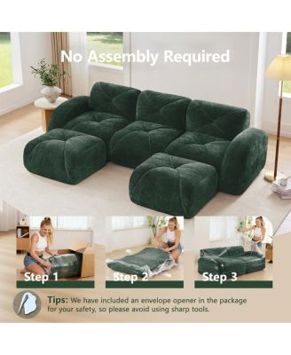  U-shaped Boneless Sofa, Tufted, 32D High Density Sponge