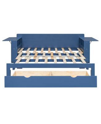 Daybed with Removable Desk, Storage Drawers & Hydraulic Side Table