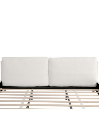 King Size White Boucle Upholstered Platform Bed with Removable Pillow Headboard