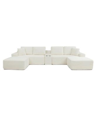 150" Oversized Cloud Couch with Cup Holders & USB Ports