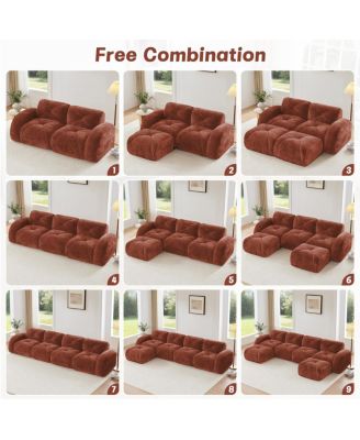 L-shaped Boneless Sofa, Soft Velvet, Tufted, 32D Sponge