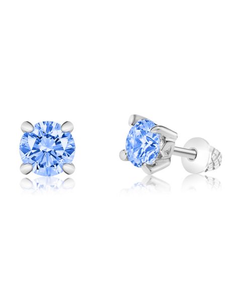 Детские серьги Chanteur /Girl/December Crystal White Gold Palladium Plating Screwstud, цвет: Серебряный
