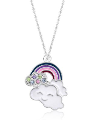 Girls /Girl/Rainbow Clouds Crystal White Gold Palladium Plating Necklace