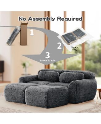 Soft Plush Boneless Sofa, No Assembly, Anti-Slip, Ottoman, Pillows