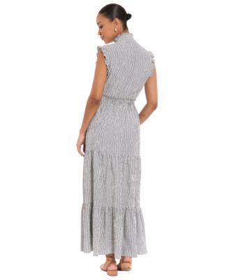 Women's Striped Tiered Ruffle-Trim Maxi Dress